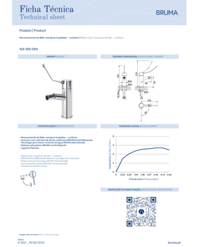 Mitigeur monocommande bidet Lusitano - Bruma