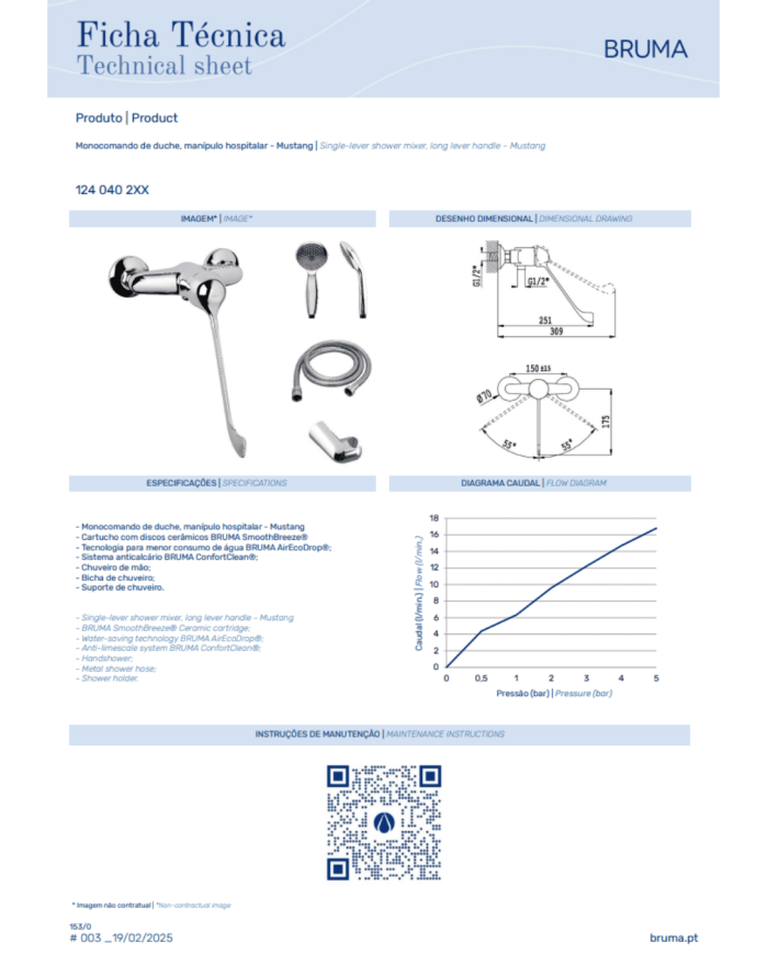 Mitigeur monocommande douche Mustang - Bruma
