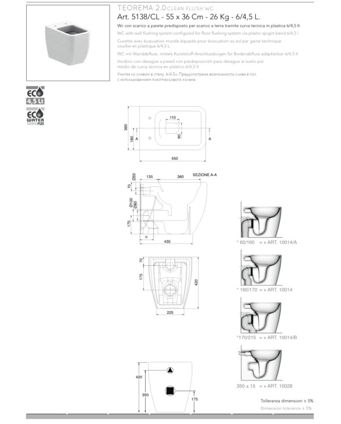 WC au sol 55x36cm Teorema 2.0 Clean Flush – Scarabeo