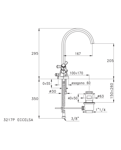 Mélangeur lavabo bec haut Eccelsa - Stella