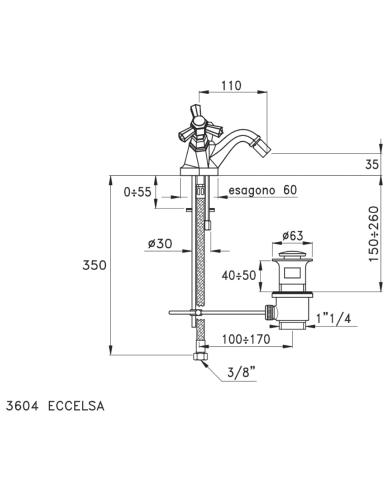 Mélangeur bidet monotrou Eccelsa - Stella