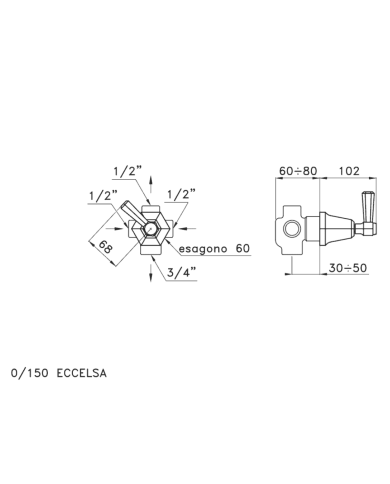 Inverseur manuel bain/douche Eccelsa - Stella