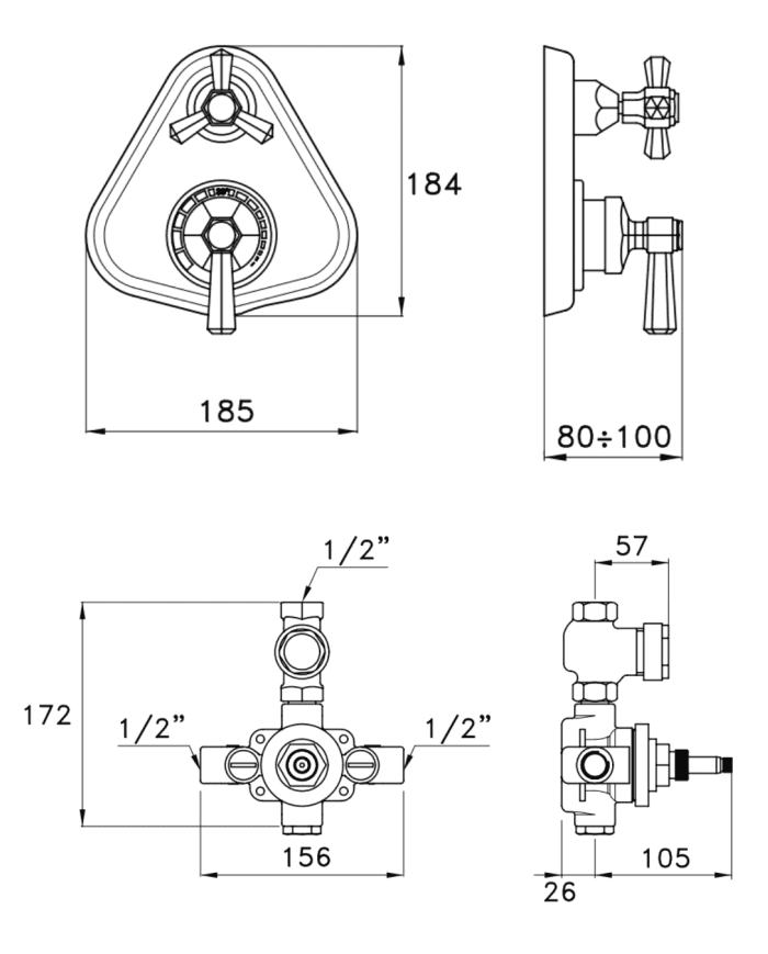 Mitigeur thermostatique avec robinet sortie Eccelsa - Stella