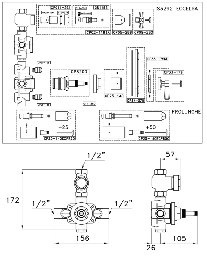 Mitigeur thermostatique ovale Eccelsa - Stella