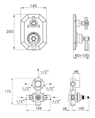 Mitigeur thermostatique ovale 2 sorties Eccelsa - Stella