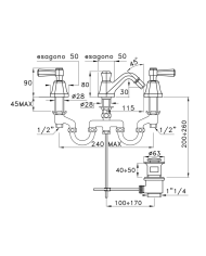 Mélangeur bidet 3 trous Eccelsa Leve - Stella