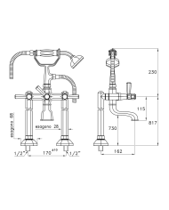 Mélangeur bain/douche sur colonnes Eccelsa Leve - Stella