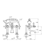 Mélangeur bain/douche raccords sur gorge Eccelsa Leve - Stella