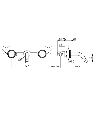 Mélangeur à encastrer 65 pour lavabo Timeaster - Stella