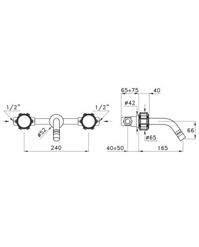 Mélangeur à encastrer 65R pour lavabo Timeaster - Stella