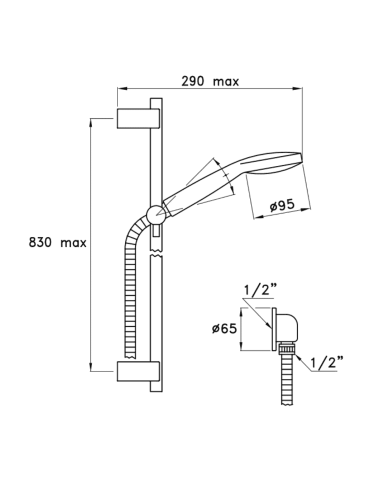 Douchette mono-jet avec coude Timeaster - Stella