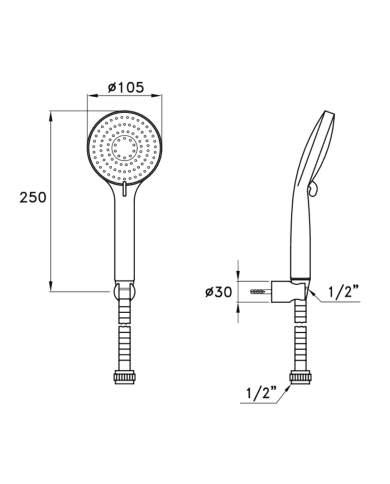 Douchette 3 jets avec crochet Timeaster - Stella