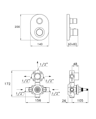 Mitigeur thermostatique 2 sorties Timeaster - Stella