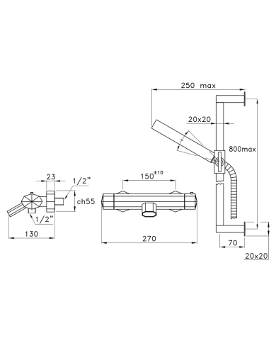 Mitigeur thermostatique baignoire sur barre Firenze - Stella