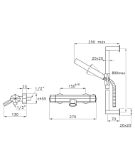 Mitigeur thermostatique baignoire sur barre Firenze - Stella