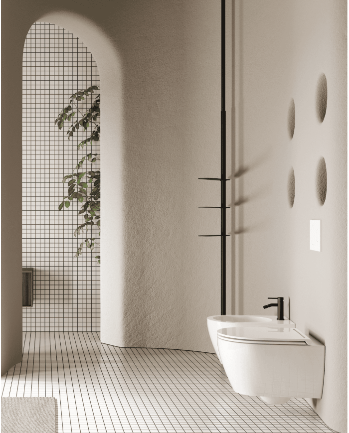 WC suspendu Moon Clean Flush en céramique – Scarabeo