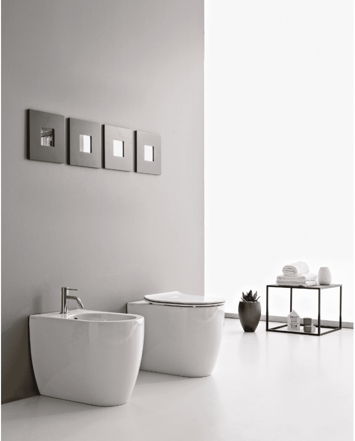 WC au sol Moon Clean Flush en céramique – Scarabeo