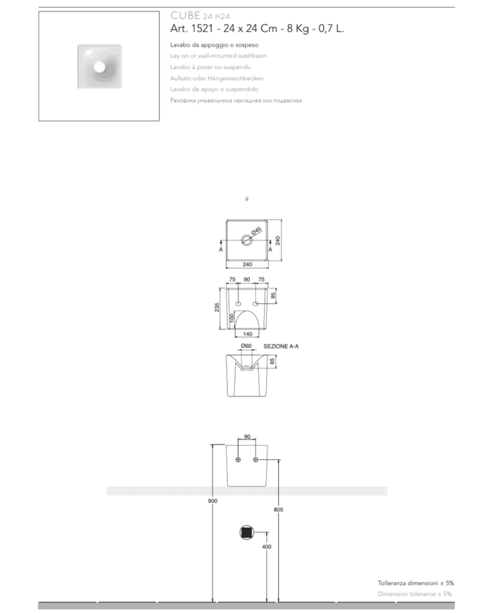 Lave mains Cube 24 - Scarabeo