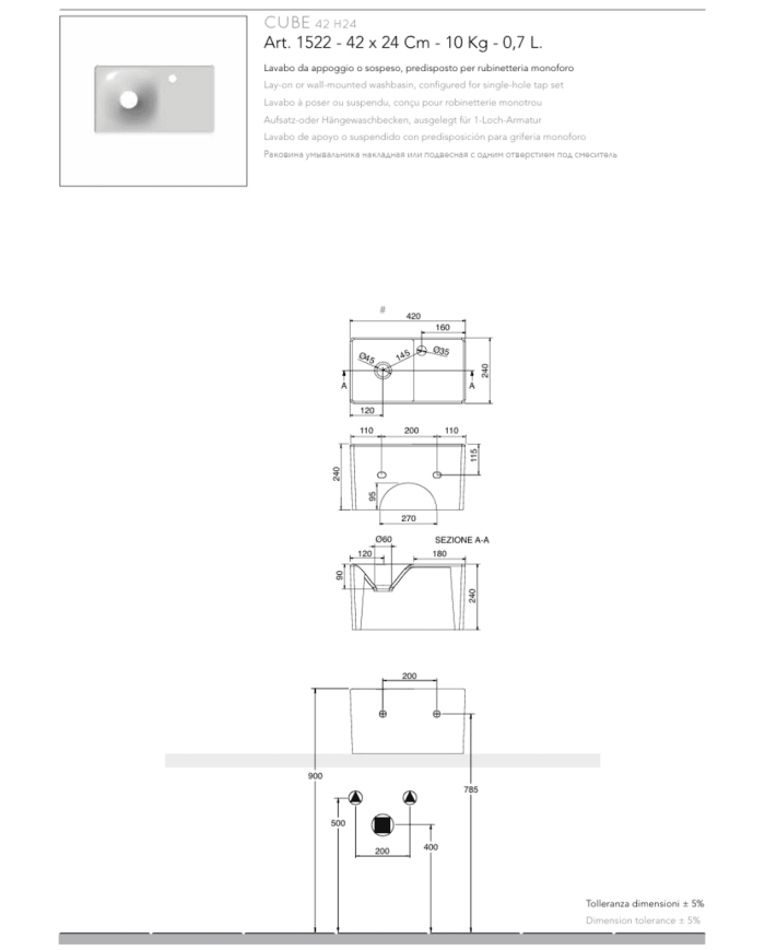Lave mains Cube 42 - Scarabeo