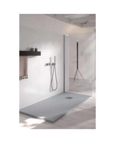 Receveur de douche LISO Doccia Group gris mat extra-plat avec bonde intégrée, design minimaliste