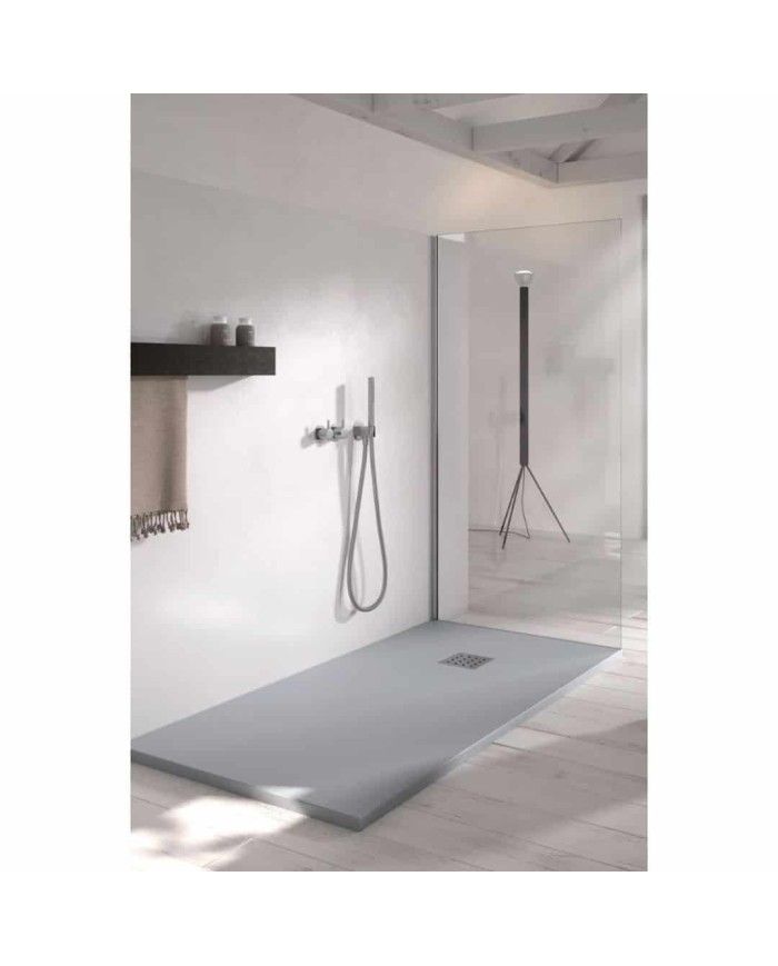 Receveur de douche LISO Doccia Group gris mat extra-plat avec bonde intégrée, design minimaliste