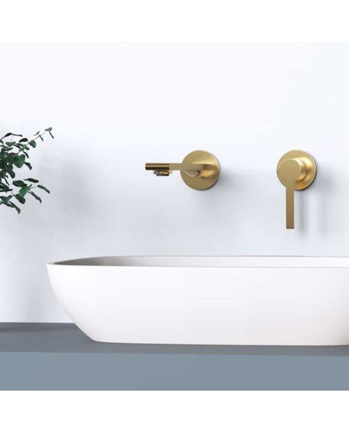 Mitigeur lavabo encastré Figaro Odesign en finition dorée, design minimaliste, marque O' design.