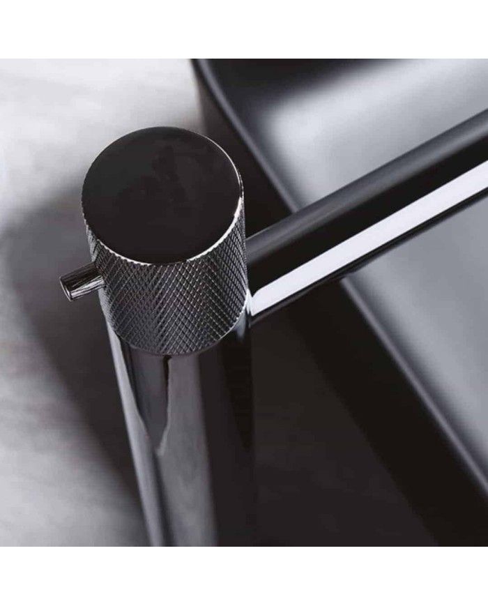 Mitigeur lavabo haut Drakar Odesign en finition noire, design élégant et cylindrique.