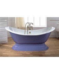 Baignoire fonte émaillée sur base THYM Bleu Provence Baignoire fonte émaillée sur base THYM Bleu Provence