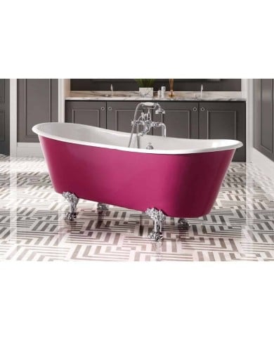 Baignoire fonte freestanding sur pieds ROMARIN Bleu Provence