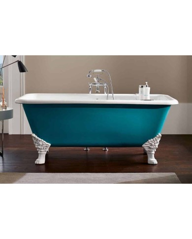 Baignoire fonte freestanding sur pieds QUADRO Bleu Provence