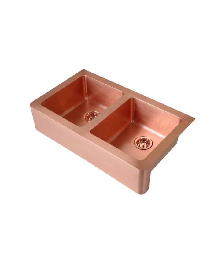 Vasque cuivre 91,5cm LIVIA DOUBLE Bleu Provence Vasque cuivre 91,5cm LIVIA DOUBLE Bleu Provence