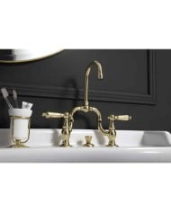 Robinet pont haut 3 trous - Bleu Provence