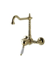 Robinet mural 2 trous col haut - Bleu Provence